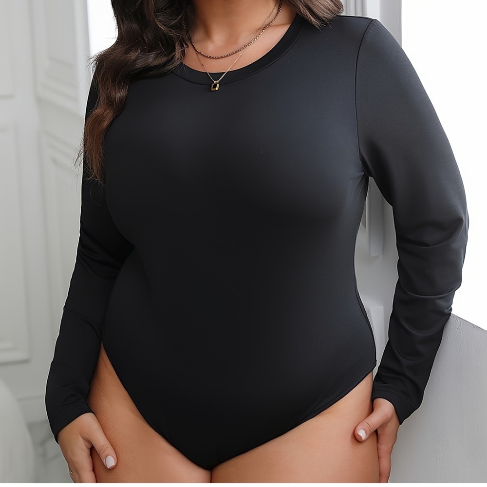 Realessentials | Women’s Super Soft Black Long Sleeve Bodysuit | 3X | NWOT